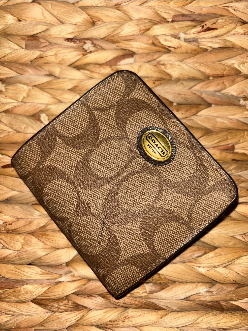 Coach Brown Signature Canvas Bifold Wallet